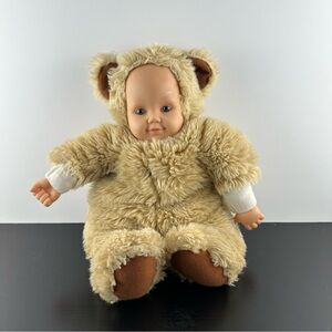 Anne Geddes Plush Teddy Bear Rubber Face Blue Eyes 15" Brown Stuffed Animal